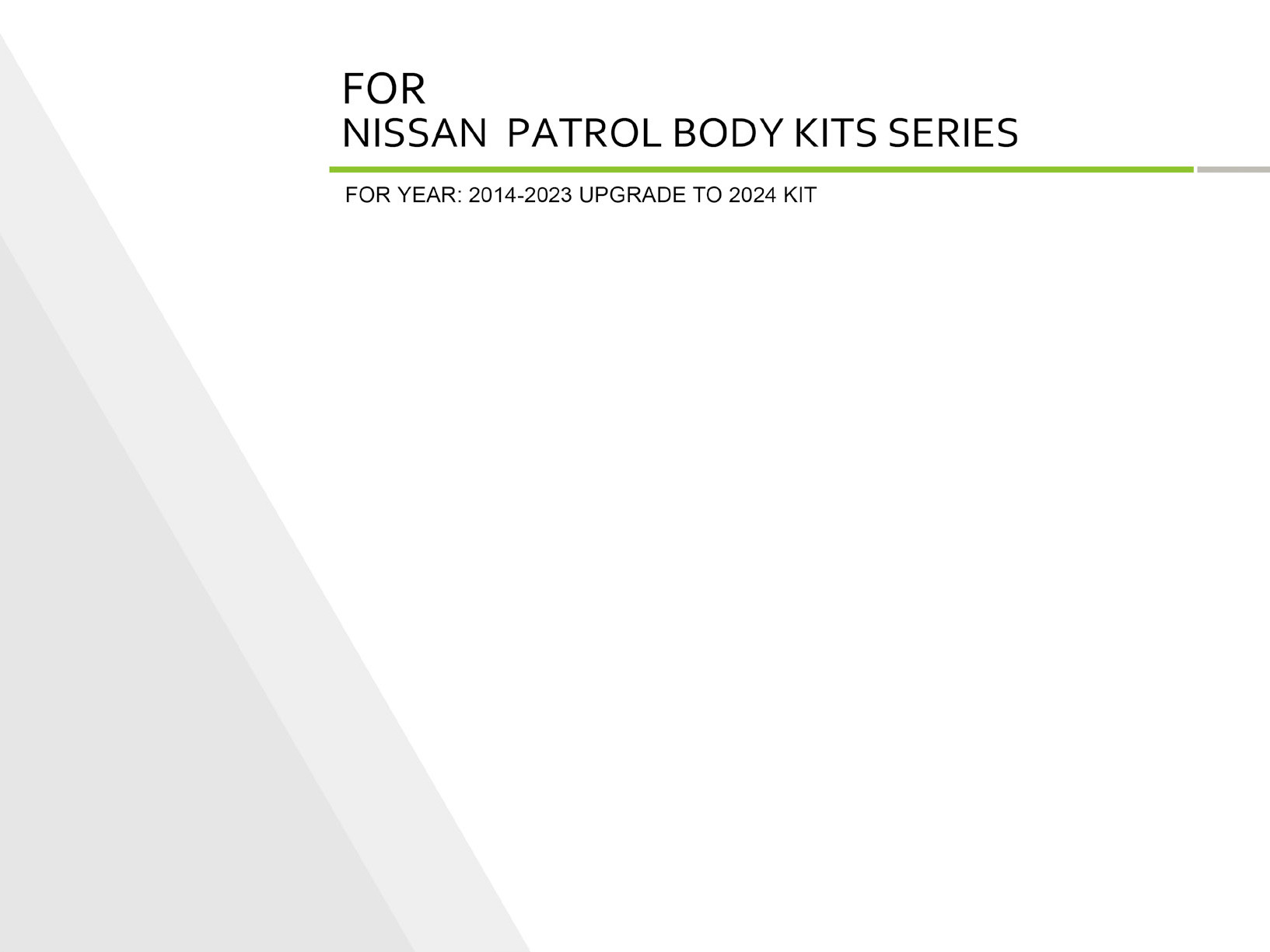 Nissan Patrol (2014-2023 Upgrade to 2024 Kit), Body Kit, China