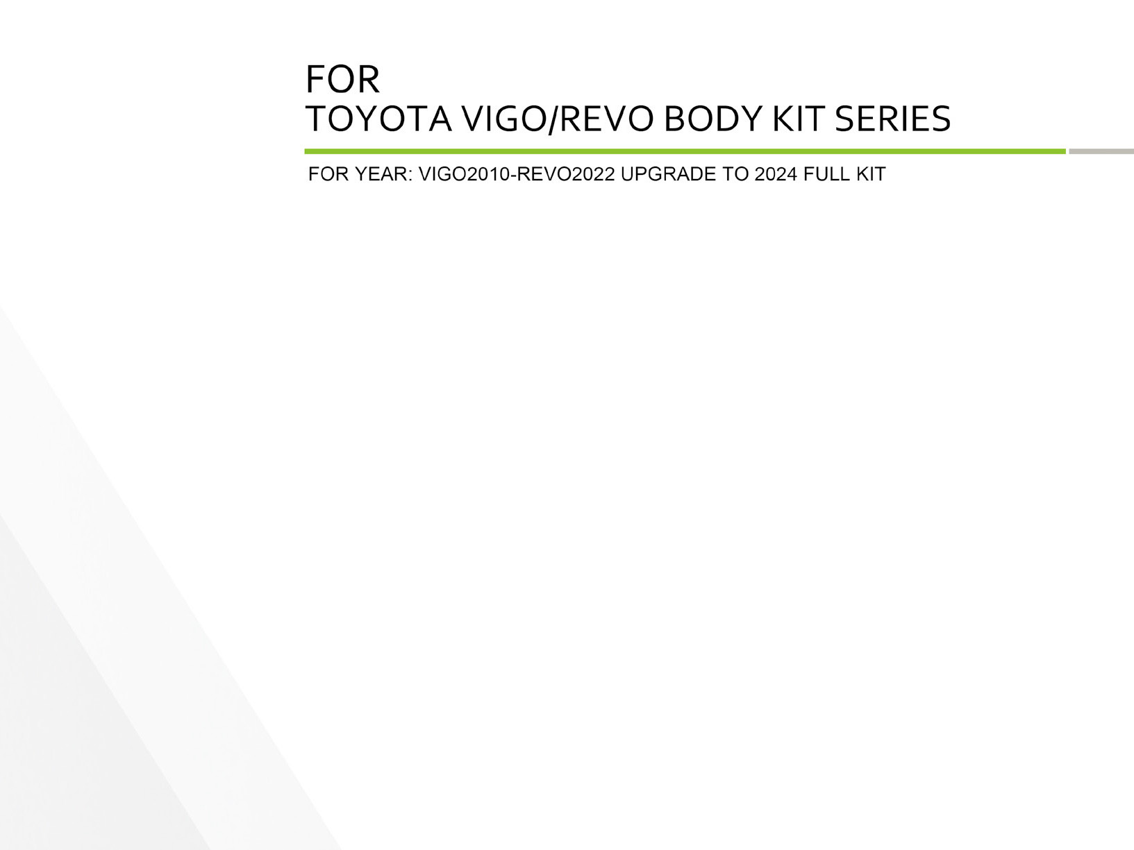 Toyota Vigo/revo (VIGO2010-REVO2022 Upgrade to 2024 Full Kit), Body Kit, China