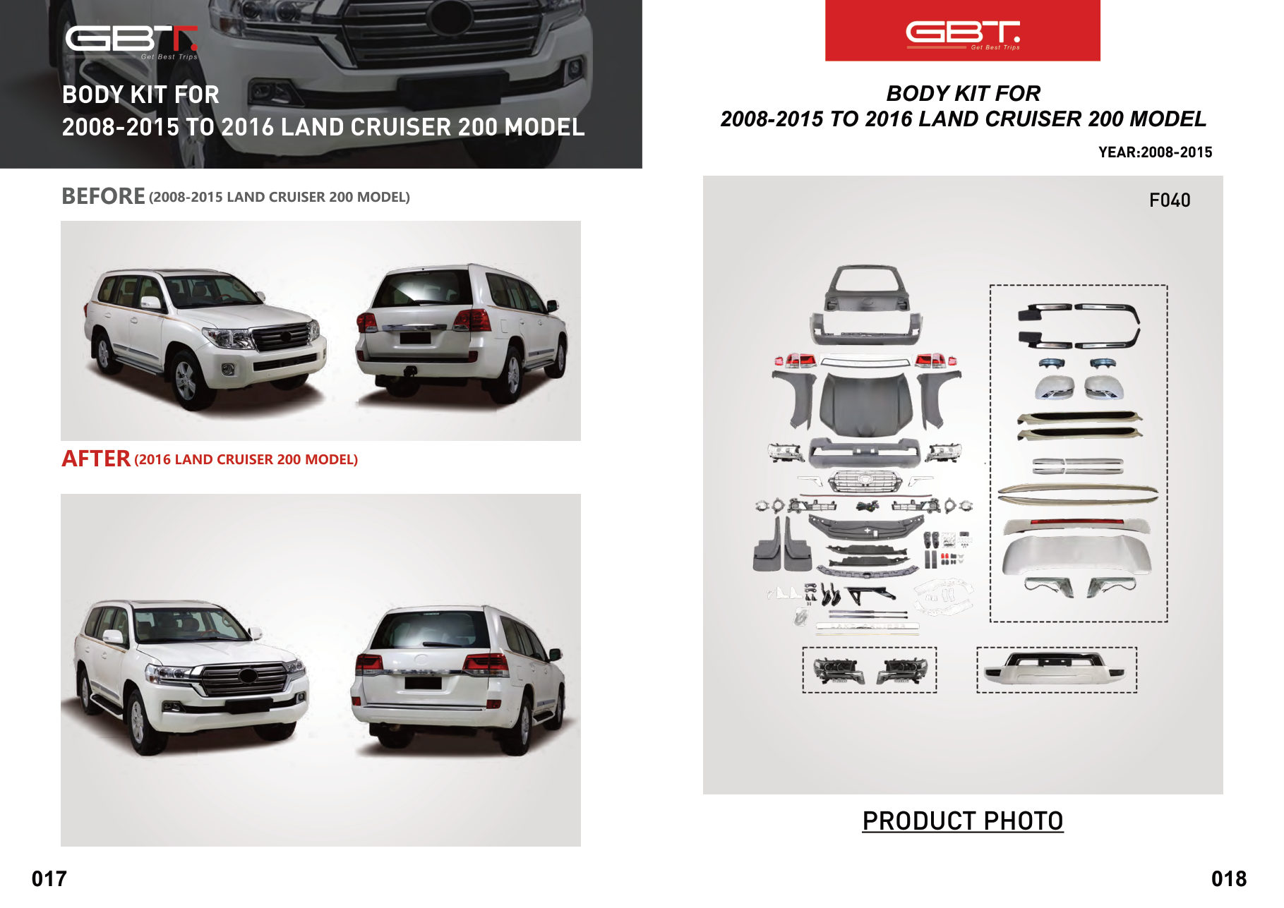 BODY KIT FOR 2008-2015 TO 2016 LAND Cruiser 200 Model