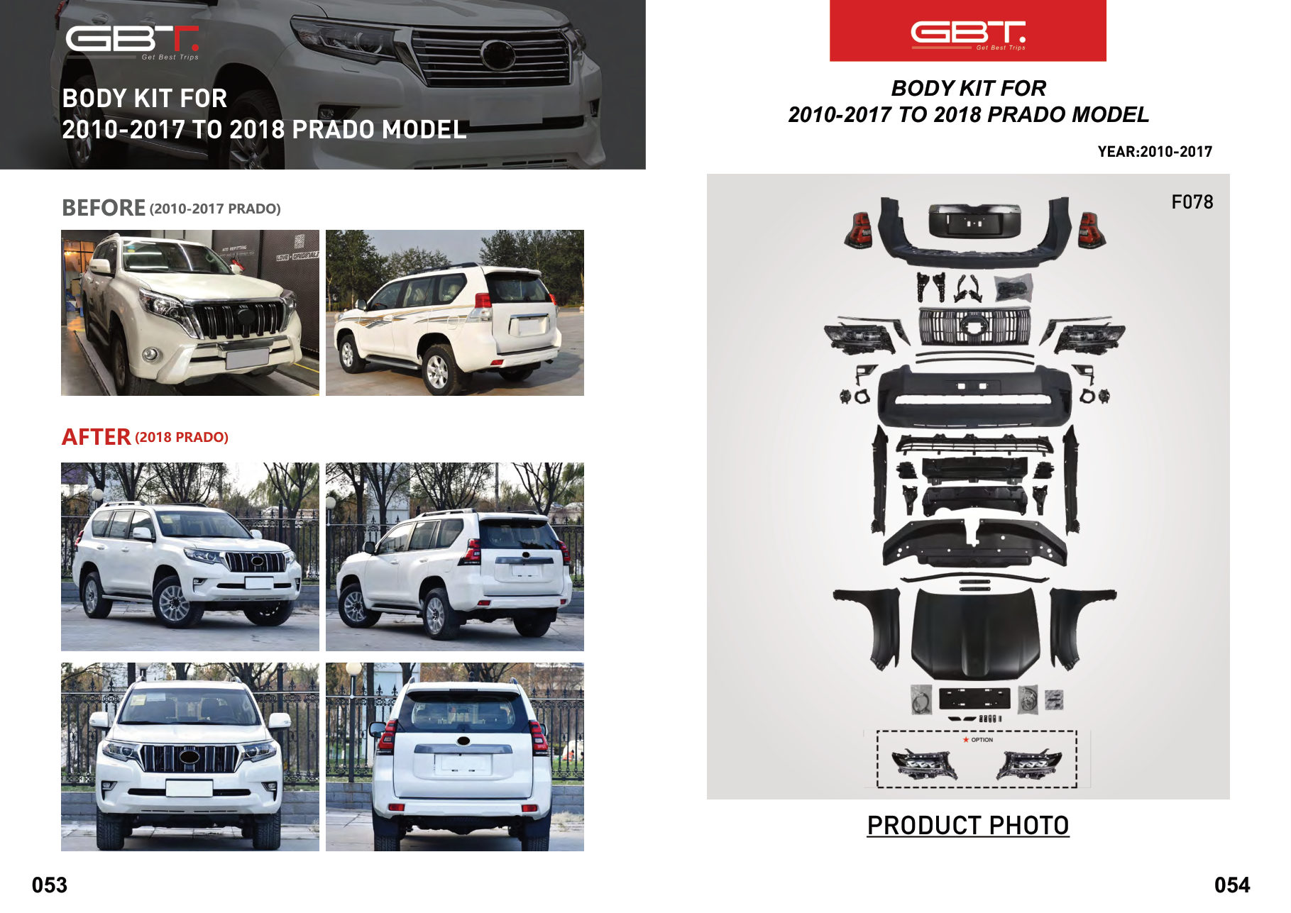BODY KIT FOR 2010-2017 TO 2018 Prado Model
