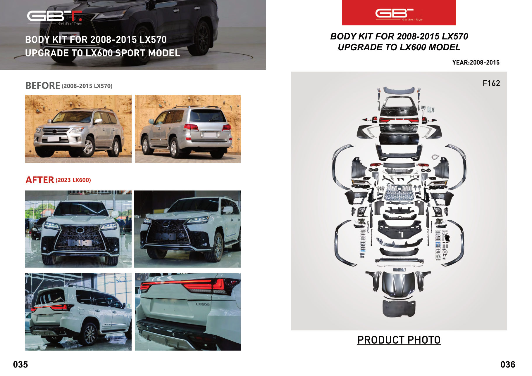 BODY KIT FOR 2008-2015 LX570 Upgrade TO LX600 Sport Model