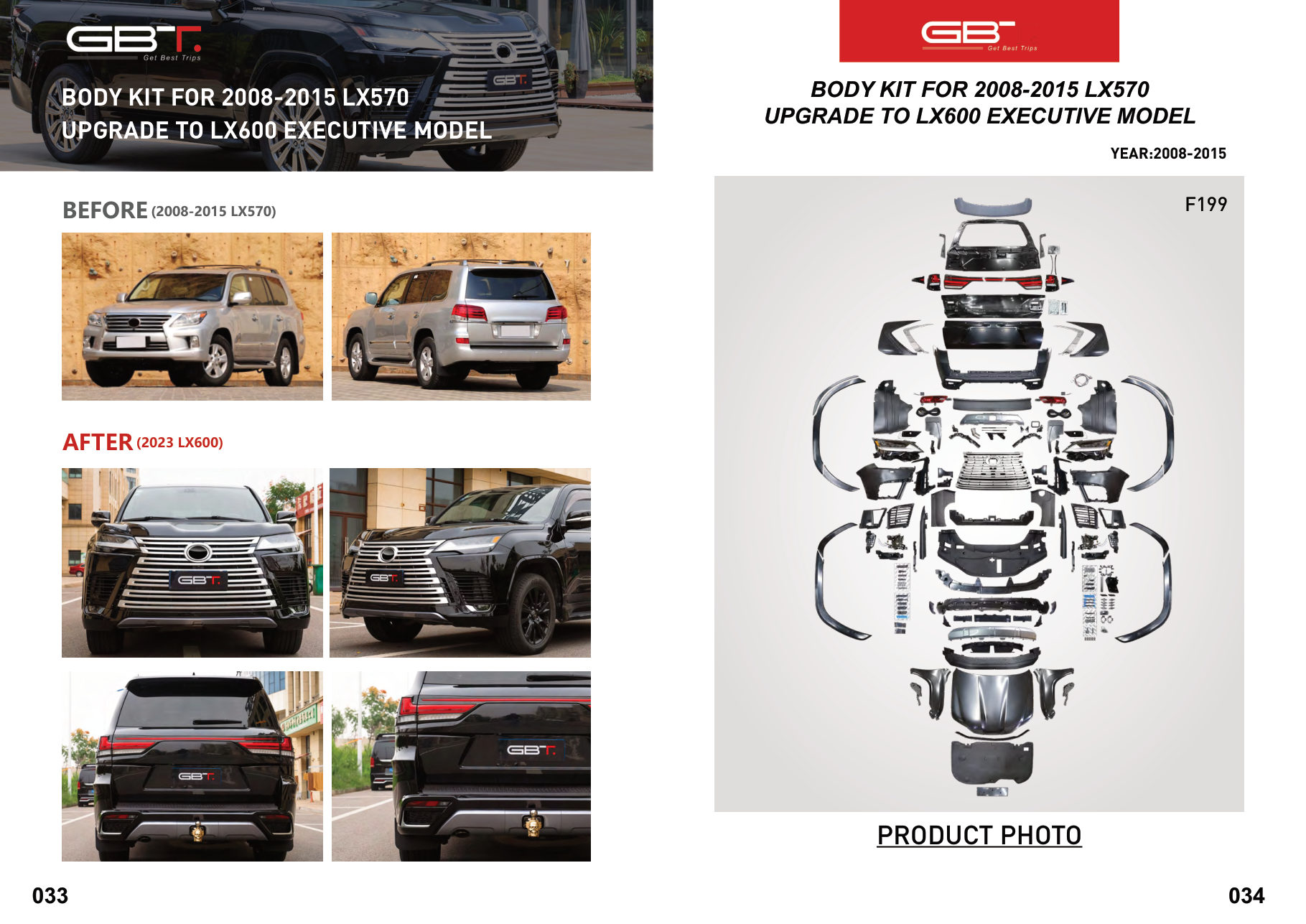 BODY KIT FOR 2008-2015 LX570 Upgrade TO LX600 Executive Model