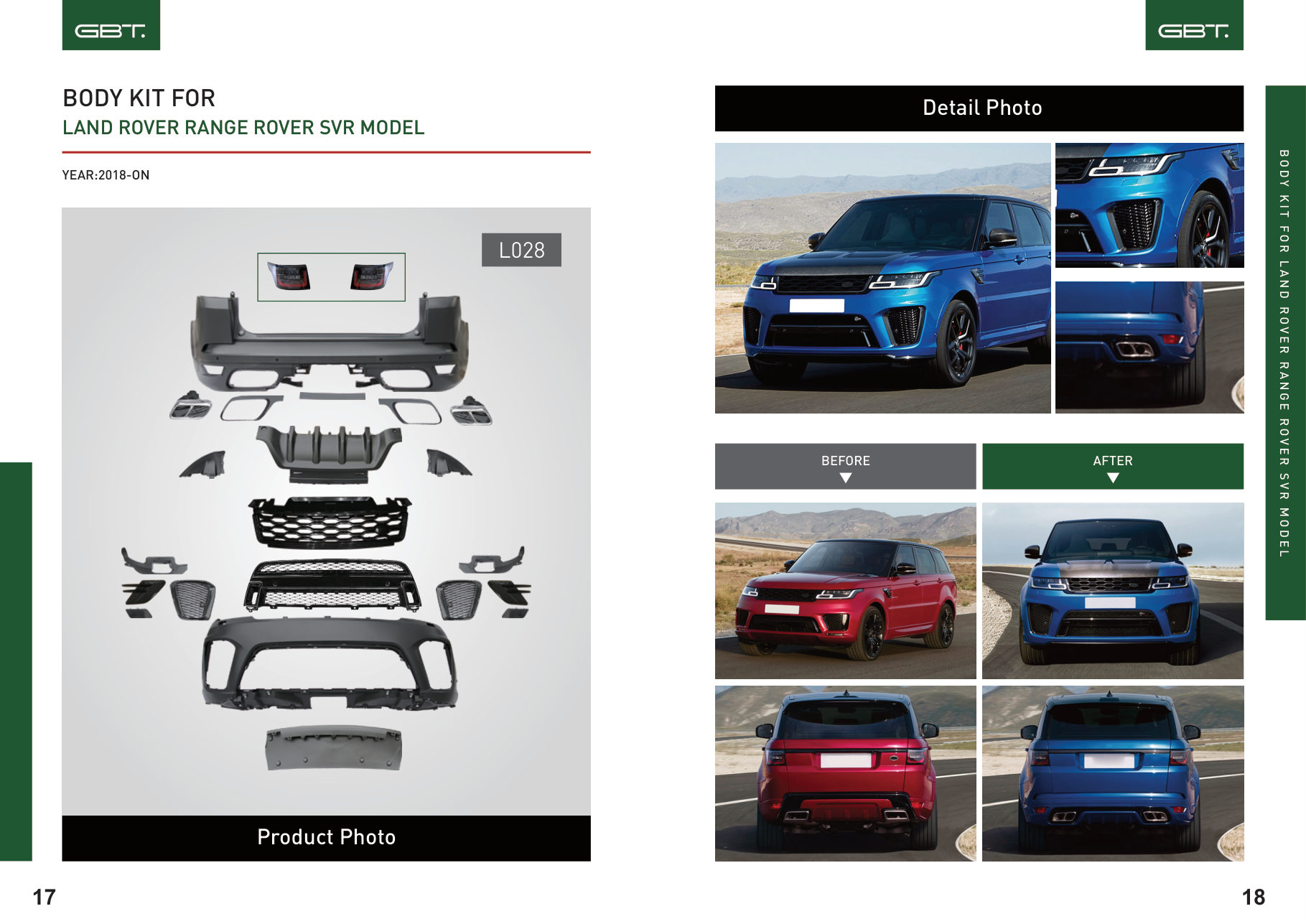 BODY KIT FOR LAND Rover Range Rover SVR Model