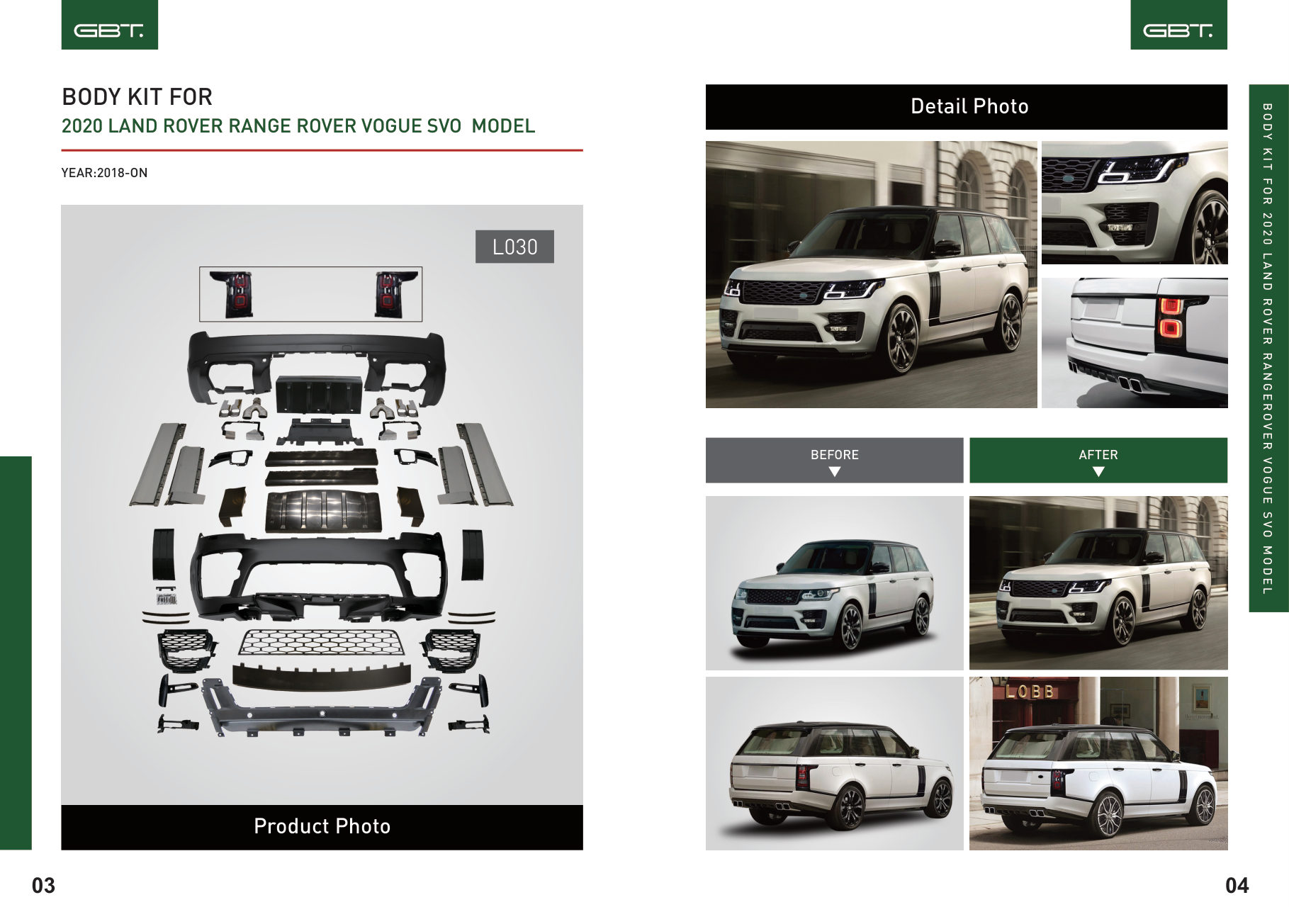 BODY KIT FOR 2020 LAND Rover Range Rover Vogue SVO Model