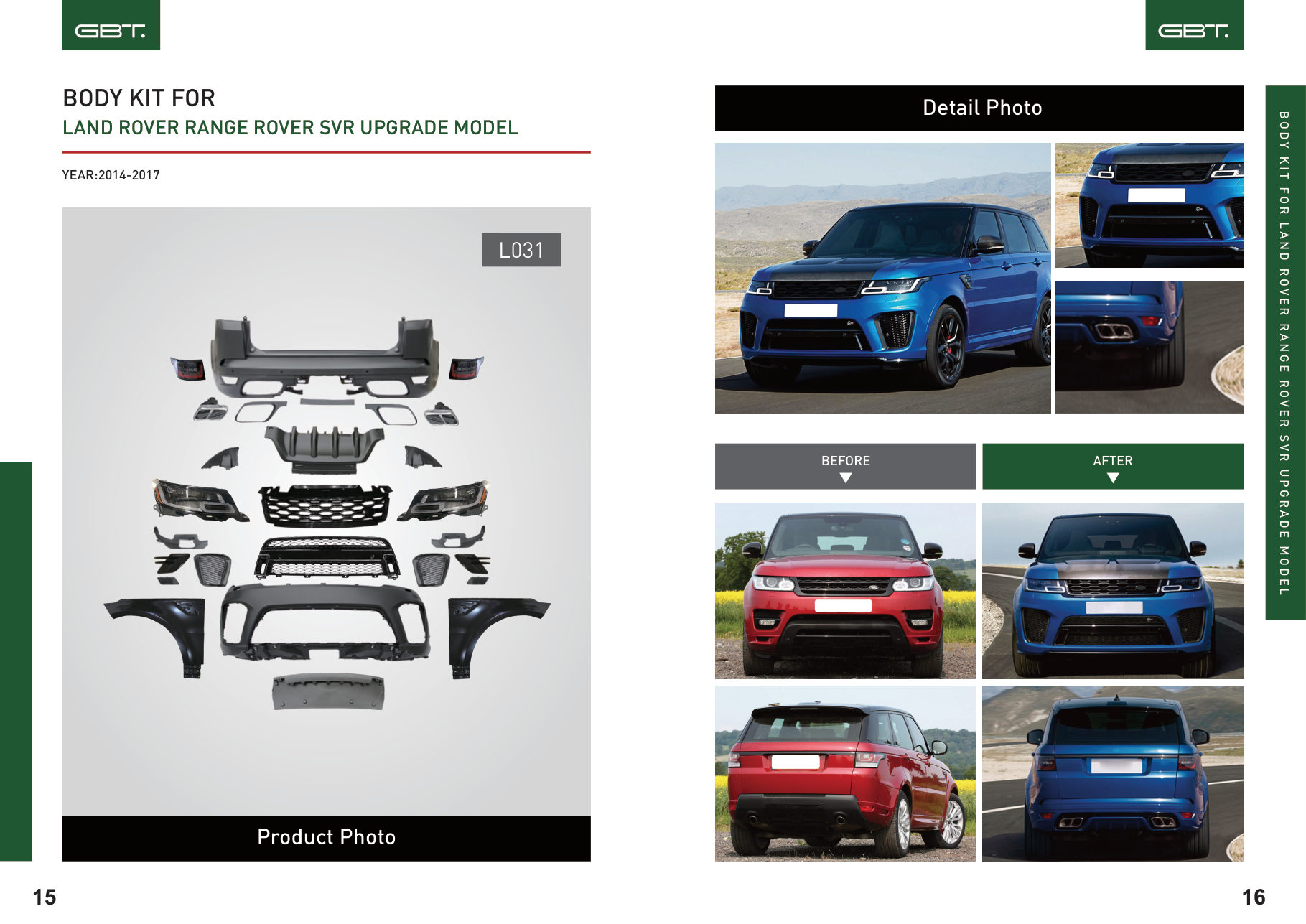 BODY KIT FOR LAND Rover Range Rover SVR Upgrade Model